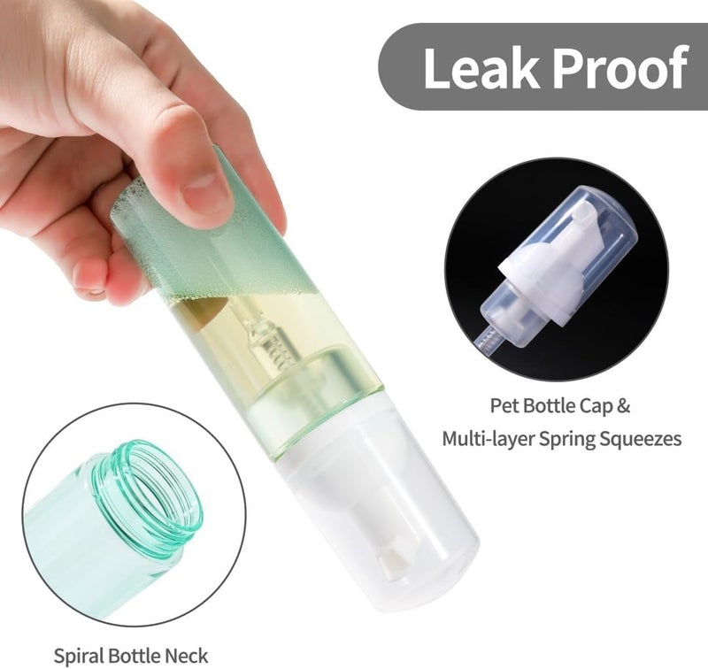 Vesslam 3 Pack Foam Pump Bottle Travel 60 ml/2 oz Small Size Mousse Foaming Soap Dispenser, Clear Plastic Foam Soap Dispenser Mini Empty Refillable Pump Containers (Green) - Image 2